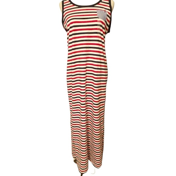 Tommy‎ Hilfiger red white black striped sleeveless maxi dress size small #72414 - Picture 2 of 11